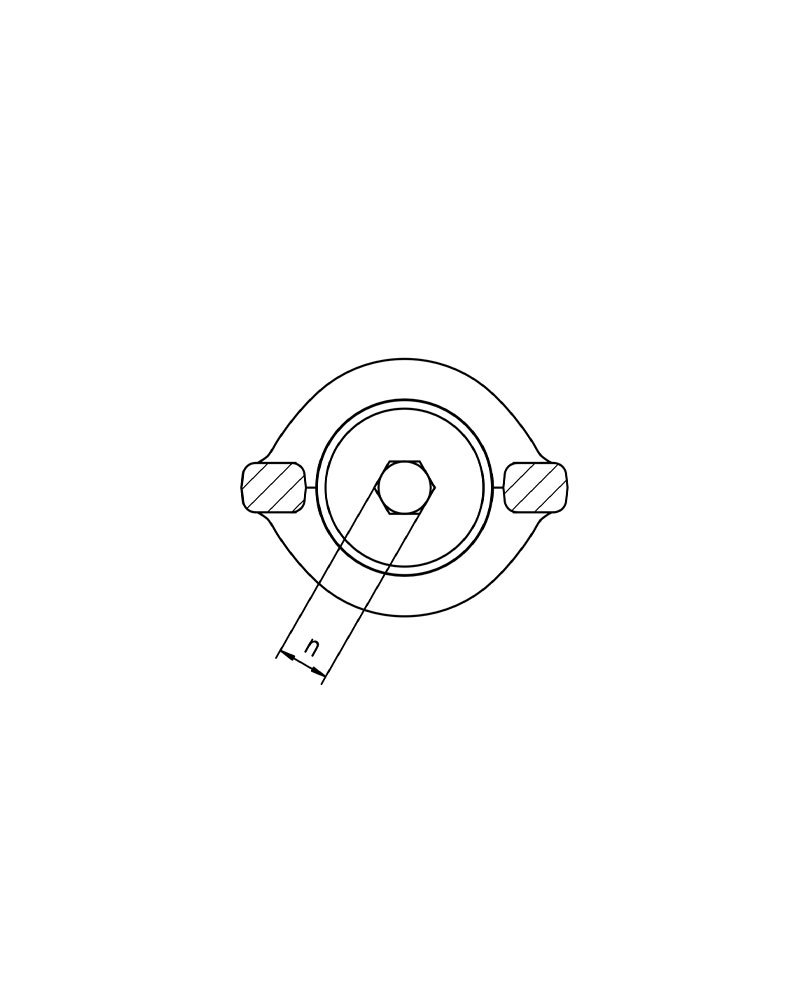 Vue de dessus cotée du Ring Point RP avec repérage de la clé